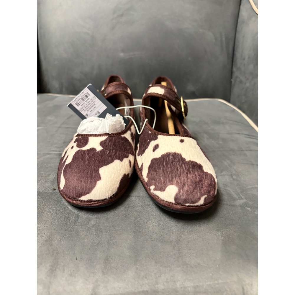 Universal Thread Halston Cow Print Mary Jane Flats Brown White 9.5 Memory Foam - Picture 2 of 5